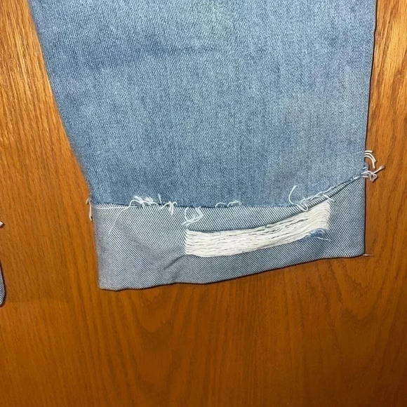 Women’s RISEN DENIM JEANS CROSS OVER DETAIL HIGH RISE WIDE STRAIGHT LEG 13/31W - Picture 13 of 14